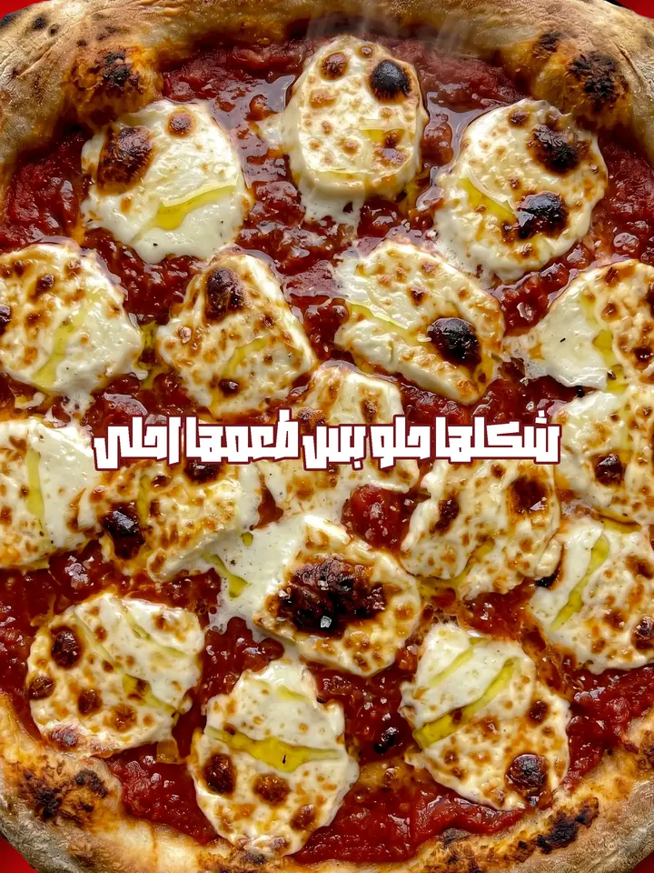 Close up food photography: margherita pizza with mozzarella and tomato sauce shot from above